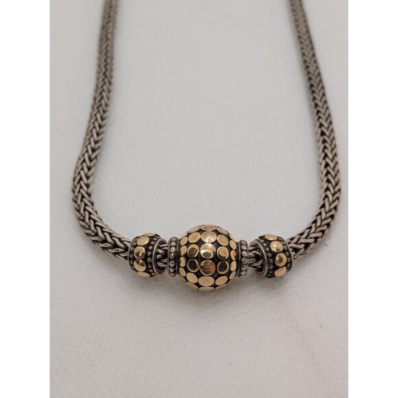 John Hardy Sterling Silver & 18kt. Gold Three Slide Dot Necklace 16" - Picture 8 of 8